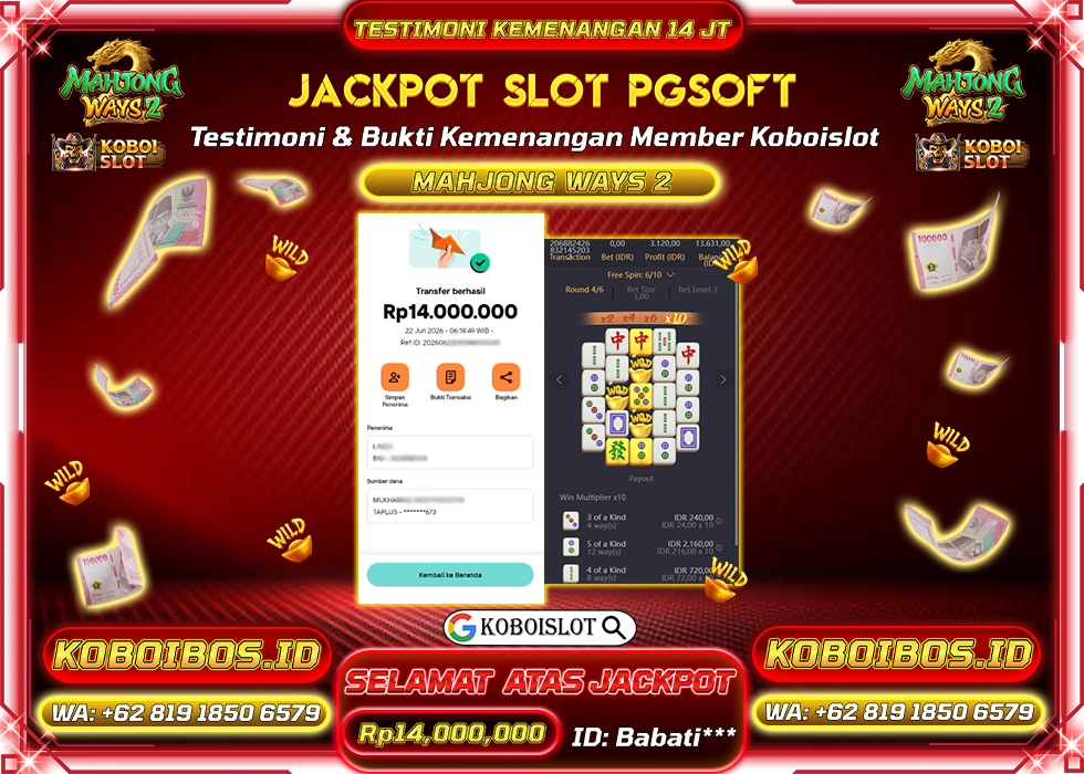 BUKTI KEMENANGAN Babati*** SLOT GACOR MAHJONG WAYS 2 Rp14.000.000,- LUNAS
